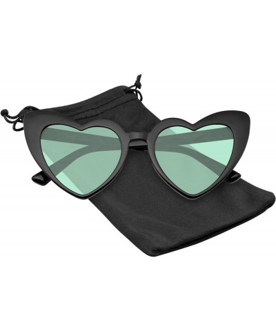 Heart Shape Cat Eye Sunglasses Heart Retro Vintage Women Fashion Shades Eyewear (Black Green) $10.57 Cat Eye