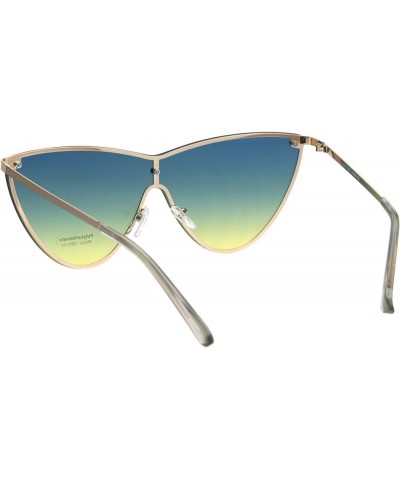 Womens Cateye Sunglasses Metal Rims Behind Ombre Color Lens UV 400 Gold (Blue Yellow) $8.29 Cat Eye