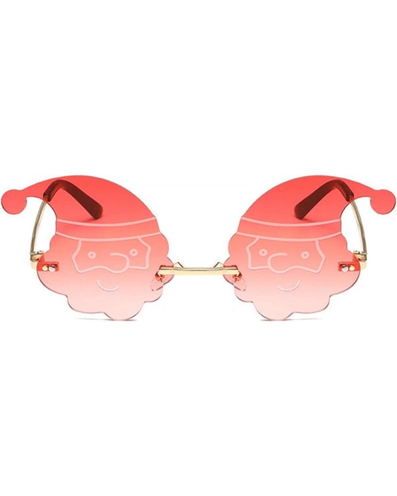 Christmas Tree Sunglasses for Women Irregular Rimless Funny Party Prom Glasses Vintage Halloween Eyewear Pink $10.18 Rimless