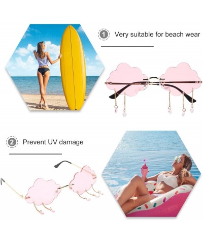 2 PCS Cloud Sunglasses Rimless raindrop sunglasses disco sunglasses cloud tassel glasses Cloud Eyeglasses Tassel Pinkx4pcs $7...