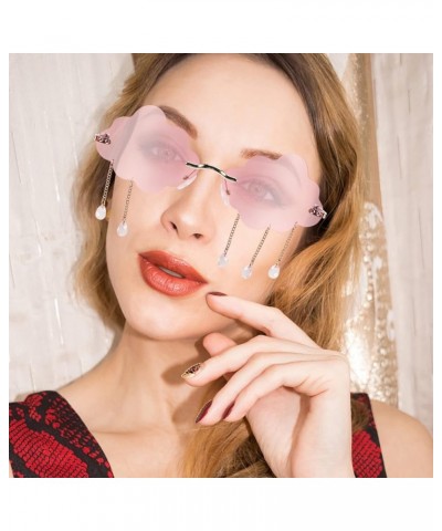 2 PCS Cloud Sunglasses Rimless raindrop sunglasses disco sunglasses cloud tassel glasses Cloud Eyeglasses Tassel Pinkx4pcs $7...