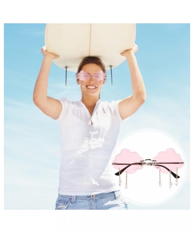 2 PCS Cloud Sunglasses Rimless raindrop sunglasses disco sunglasses cloud tassel glasses Cloud Eyeglasses Tassel Pinkx4pcs $7...