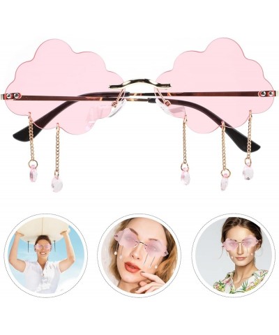 2 PCS Cloud Sunglasses Rimless raindrop sunglasses disco sunglasses cloud tassel glasses Cloud Eyeglasses Tassel Pinkx4pcs $7...