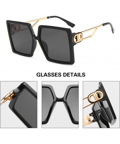 Square Sunglasses Women Retro Sun Glasses For Female Oversized Black Shades UV400 3 $24.84 Oversized