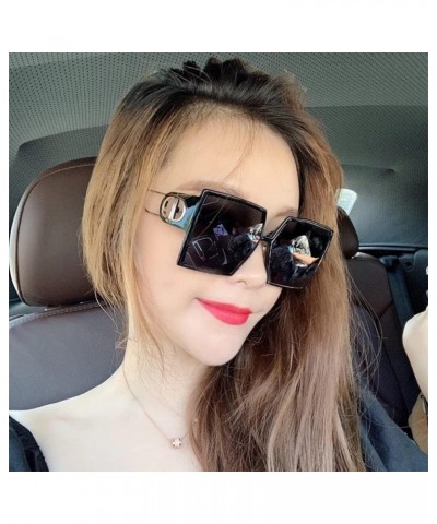 Square Sunglasses Women Retro Sun Glasses For Female Oversized Black Shades UV400 3 $24.84 Oversized