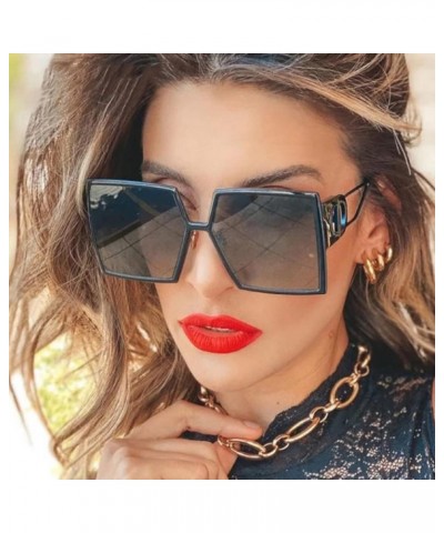 Square Sunglasses Women Retro Sun Glasses For Female Oversized Black Shades UV400 3 $24.84 Oversized