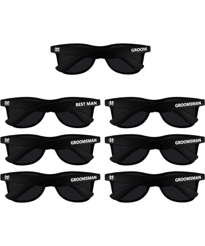 Bachelor Party 7pcs Wedding Sunglasses for Groom, Best Man, Groomsmen Gifts Wedding Favor (Black) Matte $14.68 Rectangular