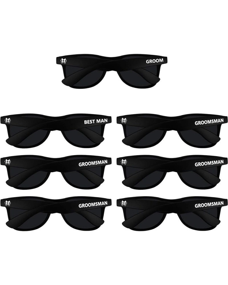 Bachelor Party 7pcs Wedding Sunglasses for Groom, Best Man, Groomsmen Gifts Wedding Favor (Black) Matte $14.68 Rectangular