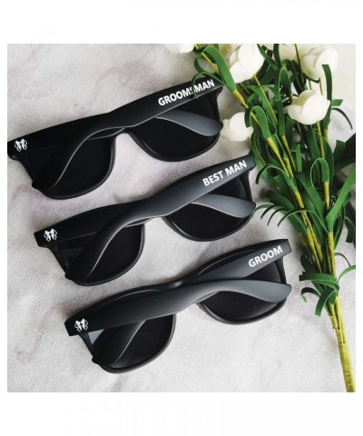 Bachelor Party 7pcs Wedding Sunglasses for Groom, Best Man, Groomsmen Gifts Wedding Favor (Black) Matte $14.68 Rectangular