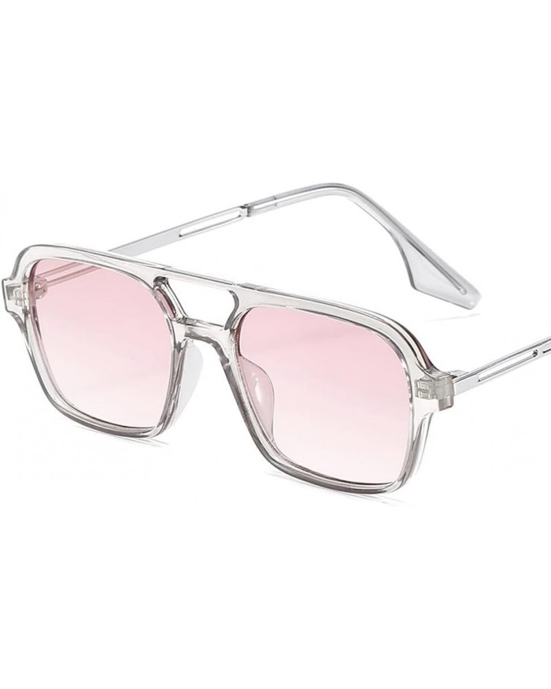 Retro Double Bridges Women Sunglasses Fashion Eyewear Hollow Leopard Glasses Men 03 Transgray-pink As Picture $17.06 Sport