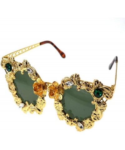 Women's Metal Flower Vintage Chains Eyewear Sun Glasses Fashion Luxury Baroque Sunglasses With Case 5 $15.19 Cat Eye