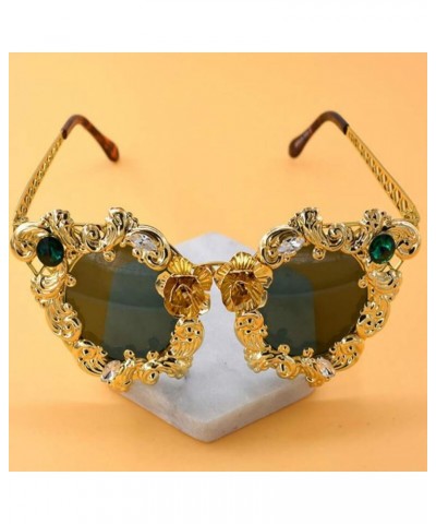 Women's Metal Flower Vintage Chains Eyewear Sun Glasses Fashion Luxury Baroque Sunglasses With Case 5 $15.19 Cat Eye