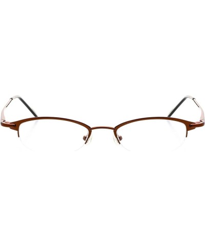 Optical Eyewear - Oval Shape, Metal Half Rim Frame - for Women or Men Prescription Eyeglasses RX Cocoa $34.48 Rimless