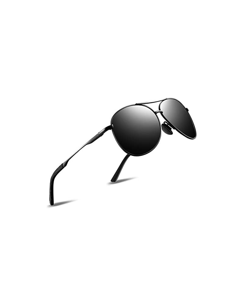 Classic Aviator Sunglasses for Men Women Driving Sun glasses Metal Frame Polarized Lens UV Blocking S9833 Black $11.65 Aviator