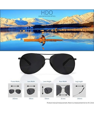 Classic Aviator Sunglasses for Men Women Driving Sun glasses Metal Frame Polarized Lens UV Blocking S9833 Black $11.65 Aviator