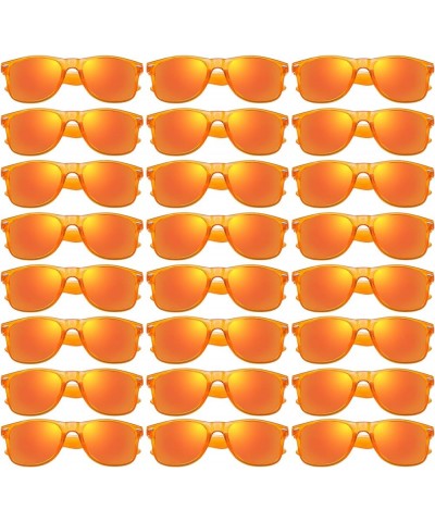 12/24 Pack Wholesale 80s 90s Retro Neon Party Clear Frame Colorful Mirrored Sunglasses Bulk for Men Women 24 Clear Orange Fra...