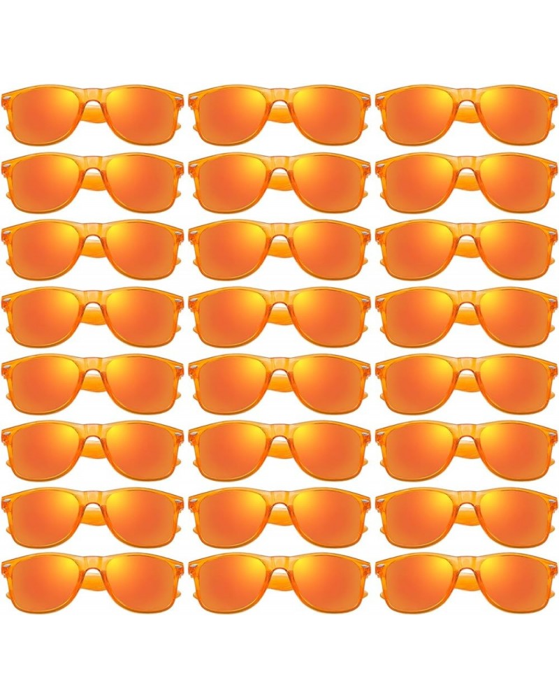 12/24 Pack Wholesale 80s 90s Retro Neon Party Clear Frame Colorful Mirrored Sunglasses Bulk for Men Women 24 Clear Orange Fra...