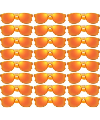 12/24 Pack Wholesale 80s 90s Retro Neon Party Clear Frame Colorful Mirrored Sunglasses Bulk for Men Women 24 Clear Orange Fra...