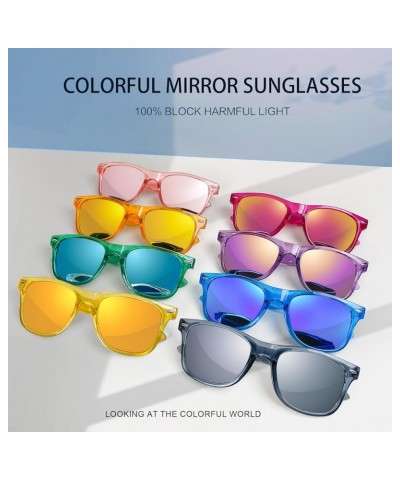 12/24 Pack Wholesale 80s 90s Retro Neon Party Clear Frame Colorful Mirrored Sunglasses Bulk for Men Women 24 Clear Orange Fra...