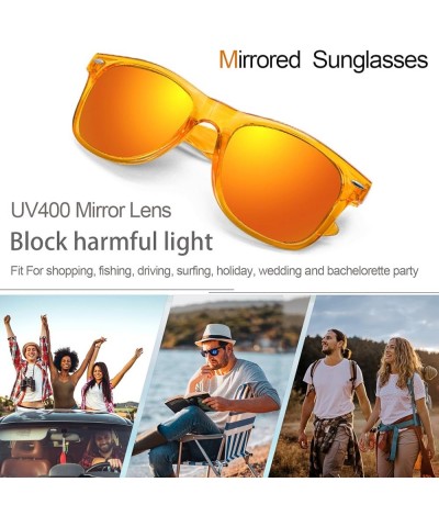 12/24 Pack Wholesale 80s 90s Retro Neon Party Clear Frame Colorful Mirrored Sunglasses Bulk for Men Women 24 Clear Orange Fra...