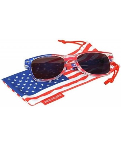 Classic American Flag Sunglasses USA Patriot Colored Lens 4th of July Transparent Flag / Smoke $8.24 Rectangular