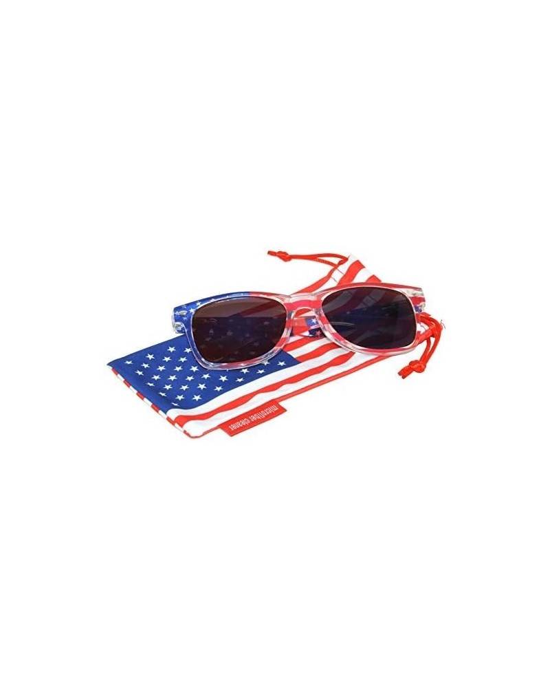 Classic American Flag Sunglasses USA Patriot Colored Lens 4th of July Transparent Flag / Smoke $8.24 Rectangular