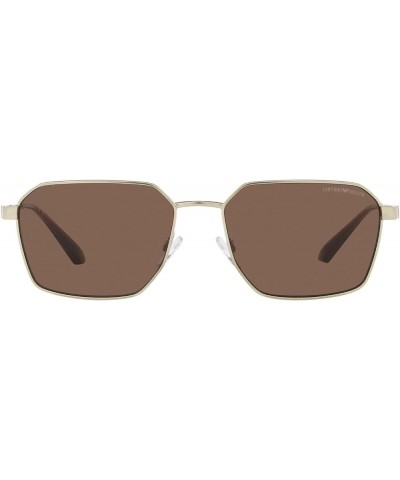 Men's Ea2140 Rectangular Sunglasses Matte Pale Gold/Dark Brown $51.03 Rectangular