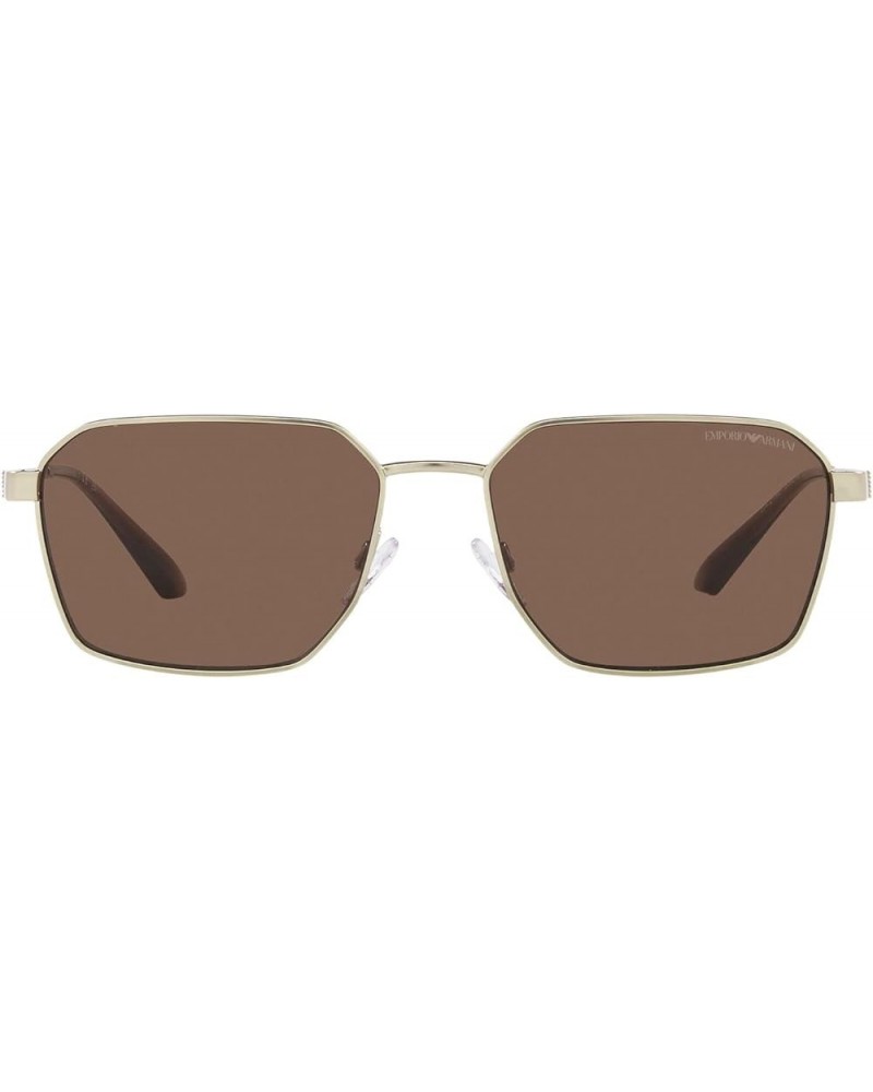 Men's Ea2140 Rectangular Sunglasses Matte Pale Gold/Dark Brown $51.03 Rectangular