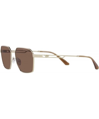 Men's Ea2140 Rectangular Sunglasses Matte Pale Gold/Dark Brown $51.03 Rectangular