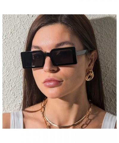 Retro 90s Square Sunglasses Vintage Rectangle Sun Glasses Plastic Narrow Frame 2 Pack Tortoise +Black $9.00 Square