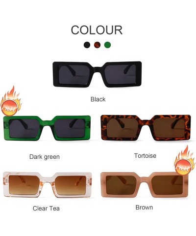 Retro 90s Square Sunglasses Vintage Rectangle Sun Glasses Plastic Narrow Frame 2 Pack Tortoise +Black $9.00 Square