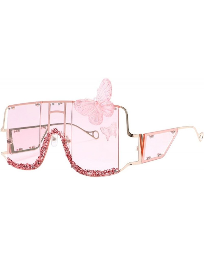 Butterfly Decoration Oversized Sunglasses y2k Women Vintage Shiny Black Square Sun Glasses Luxury Glasses Pink $10.35 Oversized