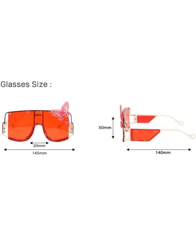 Butterfly Decoration Oversized Sunglasses y2k Women Vintage Shiny Black Square Sun Glasses Luxury Glasses Pink $10.35 Oversized