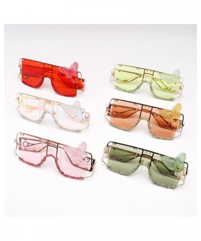 Butterfly Decoration Oversized Sunglasses y2k Women Vintage Shiny Black Square Sun Glasses Luxury Glasses Pink $10.35 Oversized