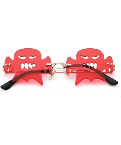 Melting Heart Sunglasses for Women Men Unique Dripping Bat Pumpkin Shaped Glasses for Halloween Festival Fun Party E1 Red+bla...