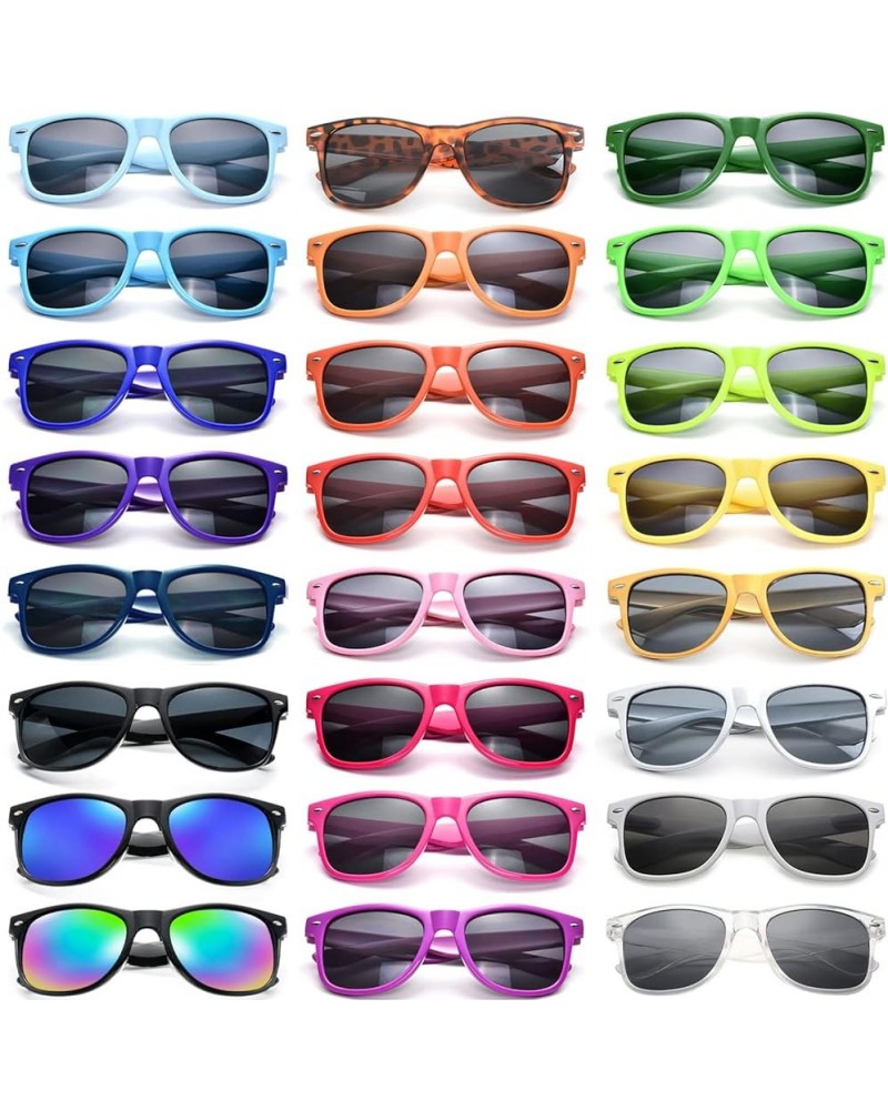 12/24 Pack Wholesale Retro Neon Colors Party Favor Supplies Unisex Sunglasses Bulk for Adults Teens, UV400 Protection 24 Colo...