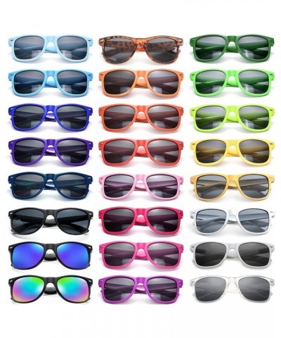 12/24 Pack Wholesale Retro Neon Colors Party Favor Supplies Unisex Sunglasses Bulk for Adults Teens, UV400 Protection 24 Colo...