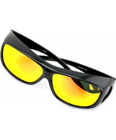 Polarized Fit Over Glasses Sunglasses 63mm Rectangular Frame White Black Mirror Black Fire $9.20 Rectangular