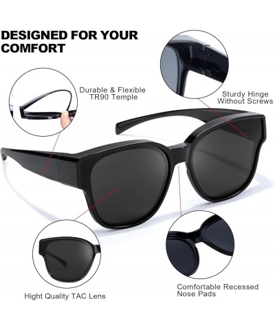 2PCS Oversized Fit Over Sunglasses for Women Men IF8001 2pcs Black + Gradient Red $13.02 Square