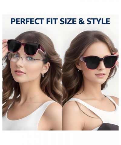 2PCS Oversized Fit Over Sunglasses for Women Men IF8001 2pcs Black + Gradient Red $13.02 Square