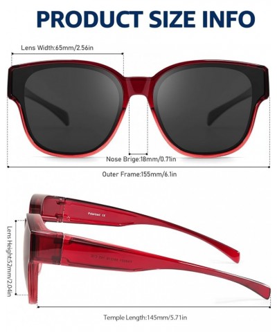 2PCS Oversized Fit Over Sunglasses for Women Men IF8001 2pcs Black + Gradient Red $13.02 Square