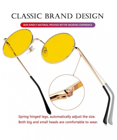 Round Lennon Glasses Round Polarized Sunglasses for Women Men Small Circle Sunnies Gold/Clear Yellow $10.25 Oversized