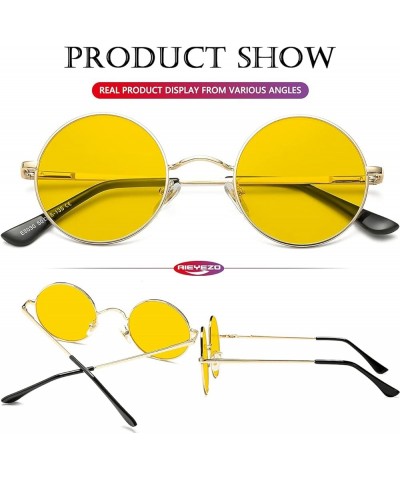 Round Lennon Glasses Round Polarized Sunglasses for Women Men Small Circle Sunnies Gold/Clear Yellow $10.25 Oversized