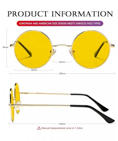 Round Lennon Glasses Round Polarized Sunglasses for Women Men Small Circle Sunnies Gold/Clear Yellow $10.25 Oversized