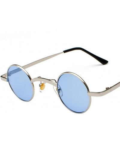 Trending Wide Bridge Retro Rock Punk Sunglasses Classic Small Round Clear Glasses 08 Silver Lightblue As Picture $17.90 Sport