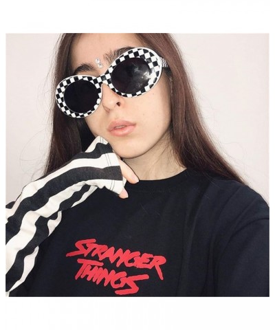 Authentic Clout Goggles Bold Oval Retro Mod Fashion Sunglasses Clout Round Lens White+checkered+pink 3 Packs $9.13 Oval