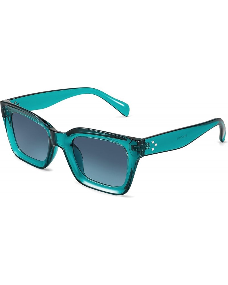 Classic Women Sunglasses Fashion Thick Square Sun Glasses Chunky Frame UV400 B2471 Transparent Turquoise $11.39 Wayfarer