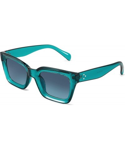 Classic Women Sunglasses Fashion Thick Square Sun Glasses Chunky Frame UV400 B2471 Transparent Turquoise $11.39 Wayfarer