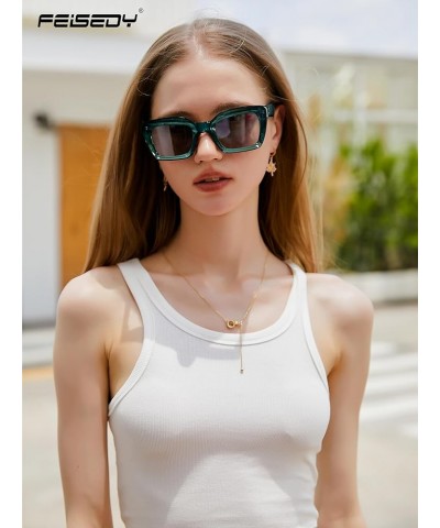 Classic Women Sunglasses Fashion Thick Square Sun Glasses Chunky Frame UV400 B2471 Transparent Turquoise $11.39 Wayfarer