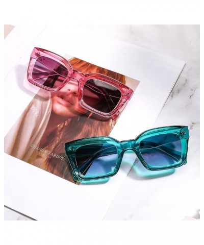 Classic Women Sunglasses Fashion Thick Square Sun Glasses Chunky Frame UV400 B2471 Transparent Turquoise $11.39 Wayfarer